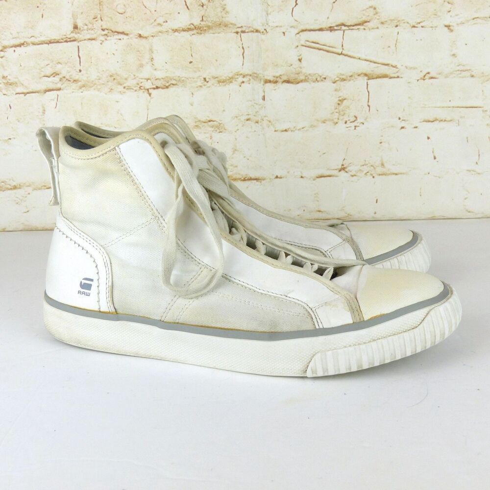 G-Star Raw Scuba High Top Fashion Sneaker Men 43 EU 10 US M White Techwear FLAWS